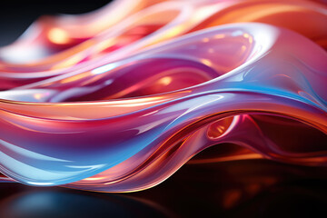 Fluid abstract waves in blue and fiery orange hues, conveying a sense of graceful motion and warmth.