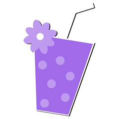Glass of Grape Smoothie with Flower on the Side