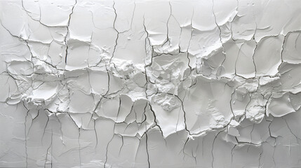 a very large white plaster wall with very large cracks, in the style of conceptual installation art, multilayered abstraction, cut/ripped, photorealistic detail, porcelain,