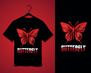 Free vector butterfly lettering typography graphic design for print t shirt 