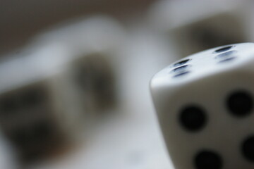 dice game many pieces closeup