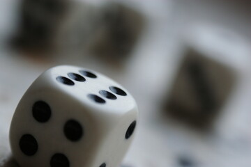 dice game many pieces closeup