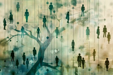Abstract concept representing missing genetic information in a family tree diagram. Concept Genetic Ancestry, Incomplete Family Tree, Missing Information, Ancestral Legacy
