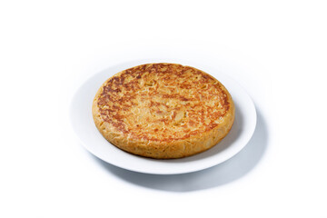 Traditional spanish omelette isolated on white background