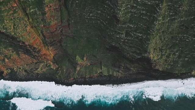 Drone Flight at the Cliffs near Cascada de Gargantua Funda from a birdseye perspective 08