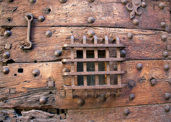 Part of the old prison door of the St Michel prison, Rennes, France - 742496851