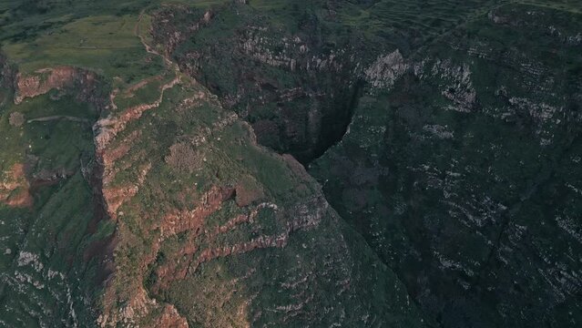 Drone Flight at Cascada de Gargantua Funda with an orbit around the waterfall