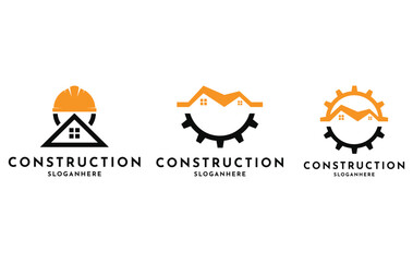 Building construction logo design concept, build construction logo design set collection