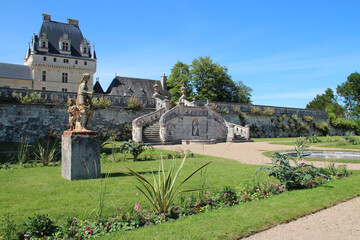 gardens of a gothic and renaissance castle in valency in france  - obrazy, fototapety, plakaty