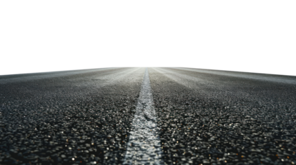 Empty asphalt road isolated on transparent and white background.PNG image