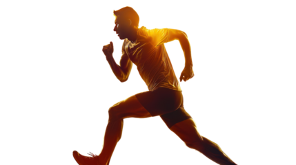 silhouette one caucasian man young sprinter running isolated on transparent and white background.PNG image