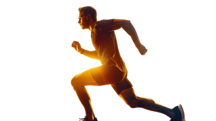 silhouette one caucasian man young sprinter  running isolated on transparent and white background.PNG image