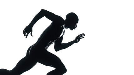 Fototapeta na wymiar silhouette one caucasian man young sprinter running isolated on transparent and white background.PNG image 