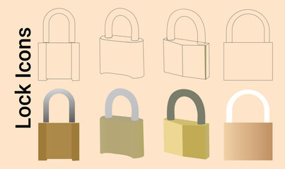 
Lock icons in different style. Lock icons. Different style icons set. Vector illustration Vector 