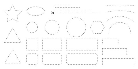 Collection of dashed line paths and shapes 