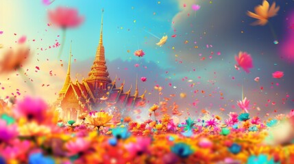 Songkran Festival poster. Traditional New year in Thailand. - obrazy, fototapety, plakaty