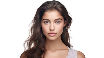 Naklejka premium portrait of a lovely young woman isolated on transparent and white background.PNG image