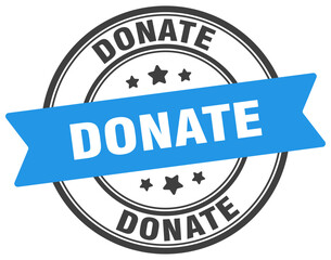 donate stamp. donate label on transparent background. round sign