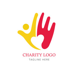 Obraz premium charity logo with hand and man 