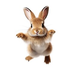 Obraz premium Adorable Fluffy Bunny Standing Alert - Portrait of Cuteness Generative AI