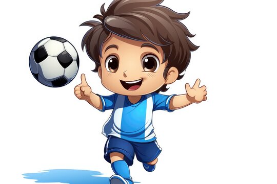 Cheerful Young Soccer Star in Action - Animated Sports Enthusiasm Generative AI