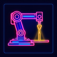 Laser icon. Elements of manufacturing in neon.