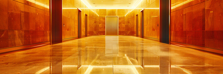 Modern elegance in an architectural marvel, showcasing a sleek elevator entrance with a touch of luxury and contemporary design