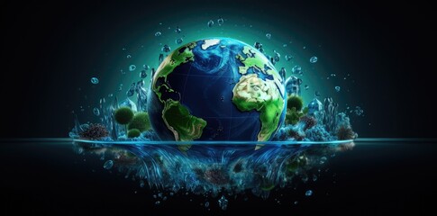 Obraz premium Sustainable World - Earth Enriched by Verdant Nature's Embrace Generative AI