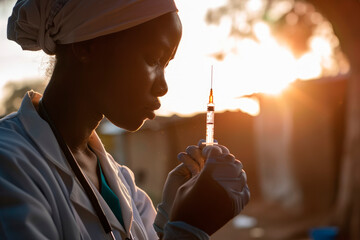 Medical Aid in Action: A Dedicated MSF Healthcare Worker, Syringe Ready, Tackles Viruses and Vaccination Efforts in Impoverished Countries, Particularly Across Africa, Doctors Without Borders