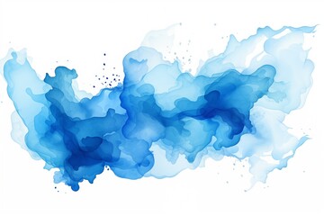 Blue watercolor splash on white background, isolated and ready for your design projects - obrazy, fototapety, plakaty