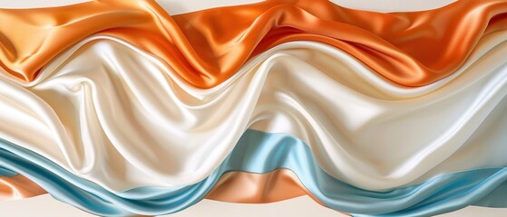 a close up of a wall with a wave design on it's side and an orange, white, blue, and tan color scheme on the wall.