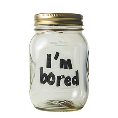 Im bored written on a jar, PNG image, no background
