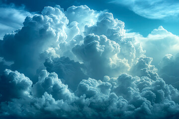 Majestic Cumulus Cloud Formations Bathed in Sunlight, created with Generative AI technology