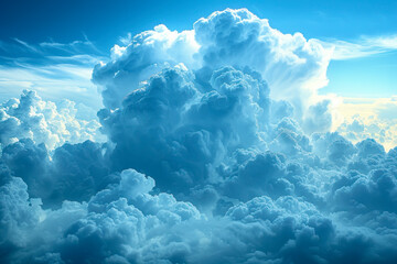 Majestic Cumulus Cloud Formations Bathed in Sunlight, created with Generative AI technology