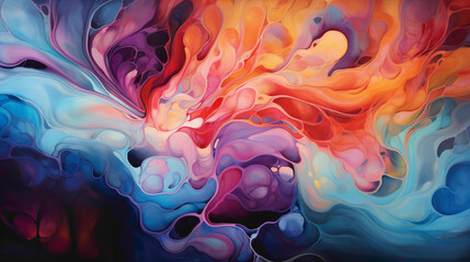 A dance of liquid joy unfolds, as the canvas erupts in a celebration of chromatic freedom, whispering forgotten dreams.