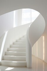Obraz premium White spiral staircase in the house going up