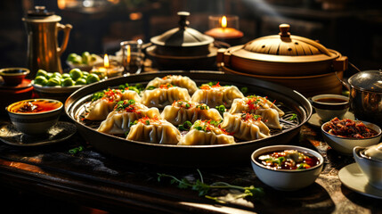 Dim Sum and Dumplings with Tea and Chopsticks: A Taste of Asian Cuisine