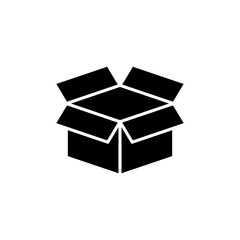 Box icon isolated on white background. Cardboard box, packaging open. Box vector icon