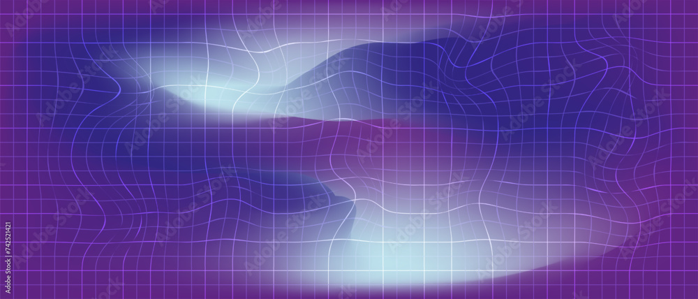 Poster gradient background with distorted wavy checkered pattern. horizontal blurred gradient mesh backgrou