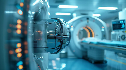 Close up on a futuristic medical device innovation in healthcare technology