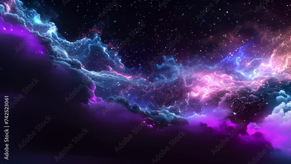 Poster translucent waves of shimmering particles create a galactic panorama enveloping you in a weightless 