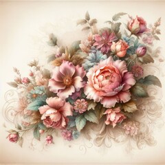 Quaint Nostalgia: Delicate Floral Bouquet in Victorian Style