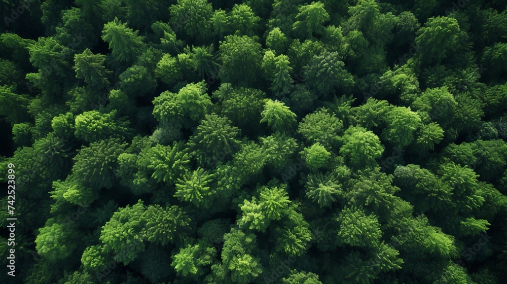 Poster aerial top view forest tree, rainforest ecosystem and healthy environment concept and background, te