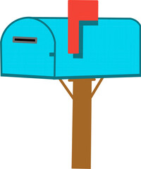 Vector illustration of closed mailbox, street post box, letter box. Vector illustration without background or transparent