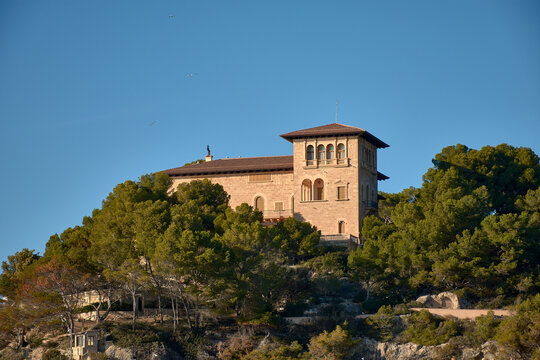 View of the Marivent Palace in Palma de Mallorca, Spain
