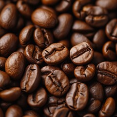 Fototapeta premium An illustration of coffee beans showing their texture, richness and aroma.Details and natural beauty of the coffee beans to create a captivating and visually appealing image.