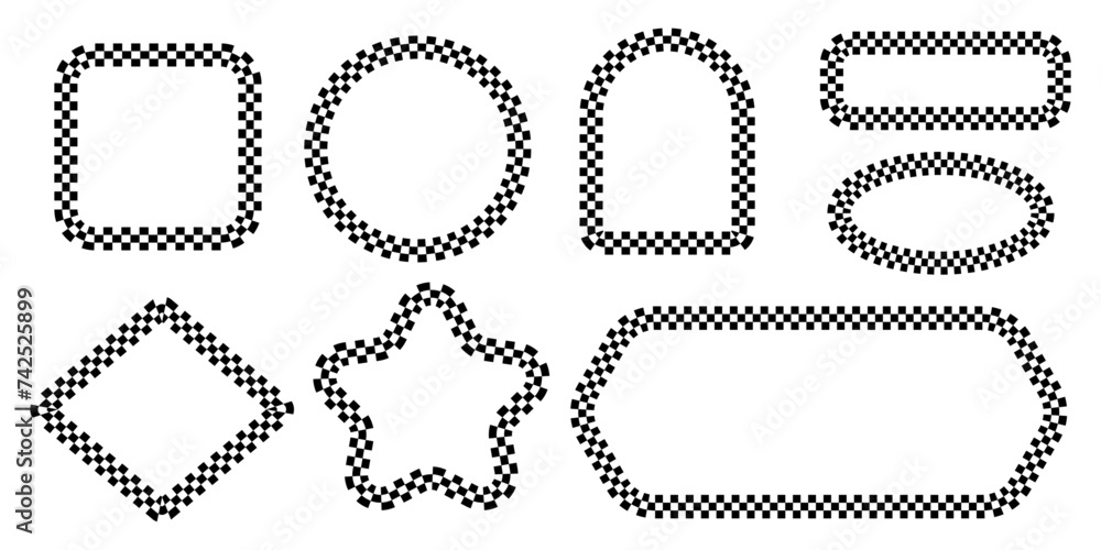 Poster set of chess pattern design elements. rectangle, circle and shape collection