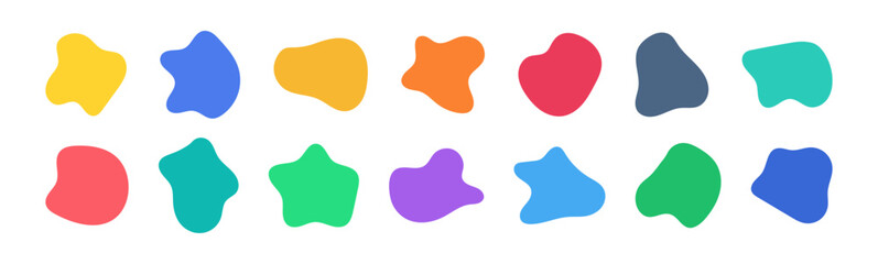 Organic blob shapes. Abstract irregular forms. Liquid round deformed elements. Isolated collection on white background.