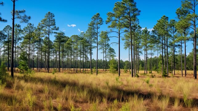 Beautiful pine flatwoods of Florida on a clear day