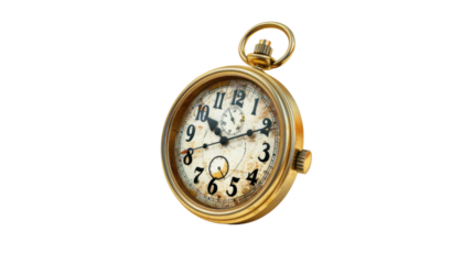 Stopwatch,old watch isolated on transparent and white background.PNG image